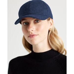 Quince Unisex XS/S Blue Mongolian Cashmere Sherpa Lined Baseball Cap Luxe Sporty